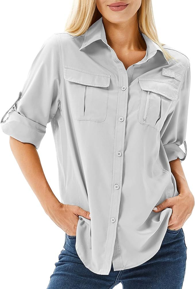 Toumett Women's UPF 50 Long Sleeve UV Sun Protection Safari Shirts Outdoor Quick Dry Fishing Hiki... | Amazon (US)