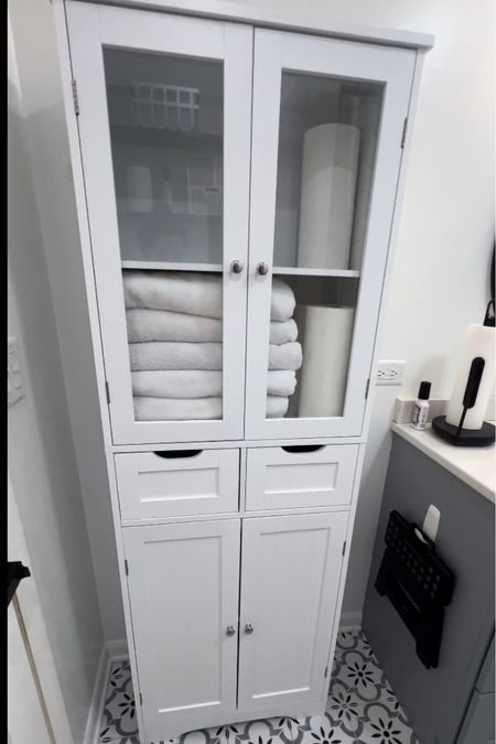Love this l cabinet! I’m using it in the bathroom for paper towels,skincare, towels, toilet paper but its absolutely nice enough for a a kitchen or coffee areasm 

#LTKSeasonal #LTKfamily #LTKhome