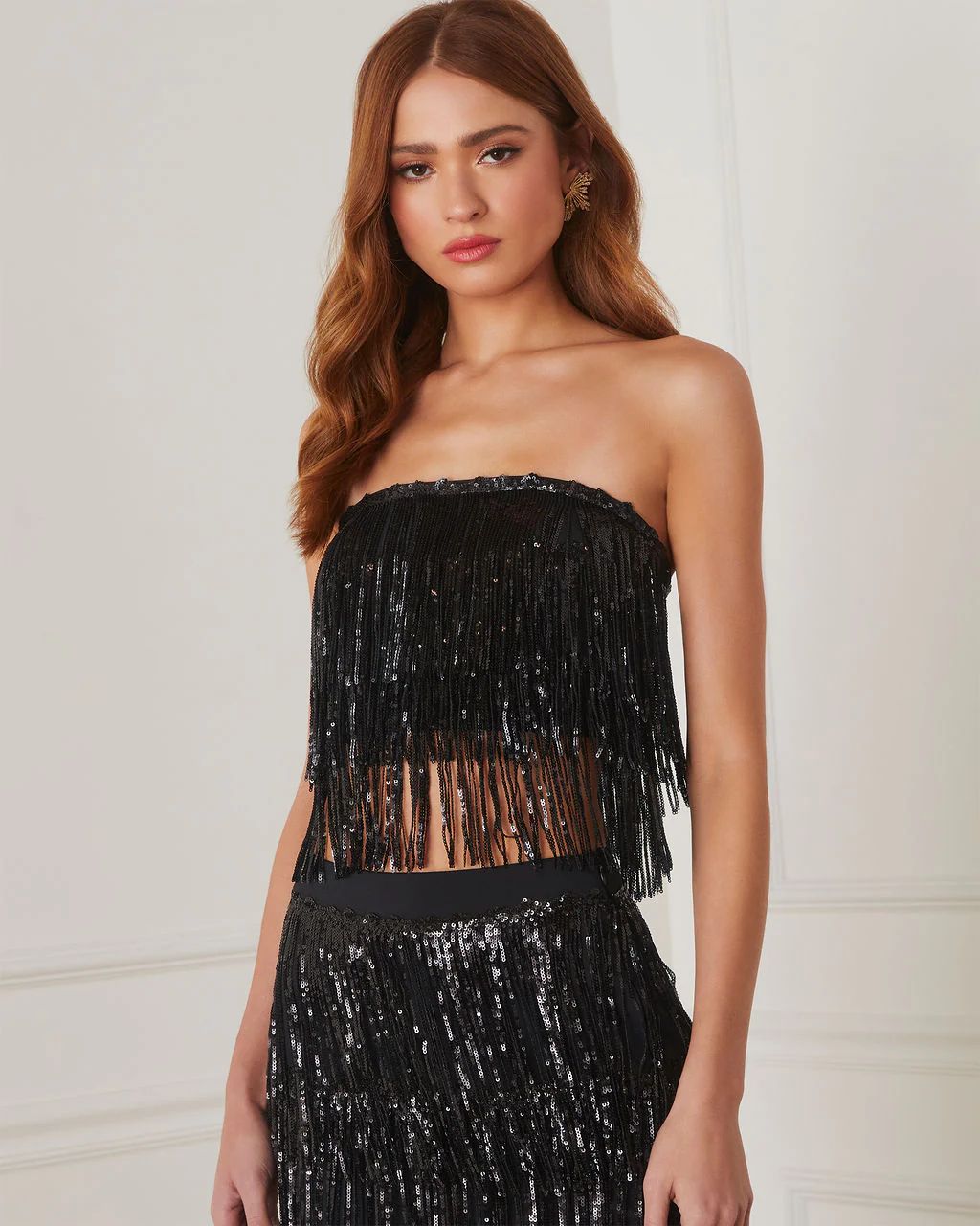 Tazzy Sequin Fringe Crop Top | VICI Collection