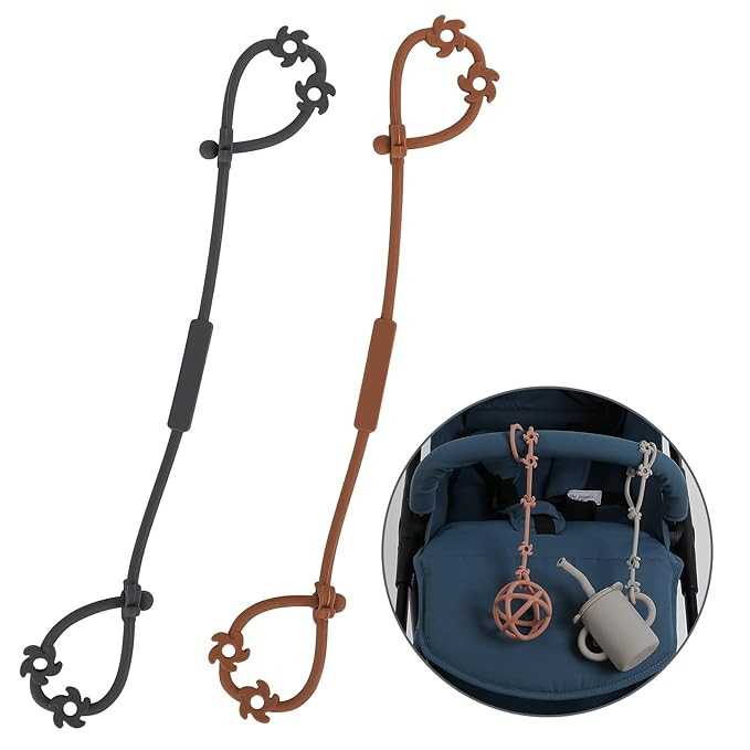 Toy Safety Straps, Silicone Pacifier Clips Sippy Cup Strap Stretchable Adjustable for Strollers, ... | Amazon (US)