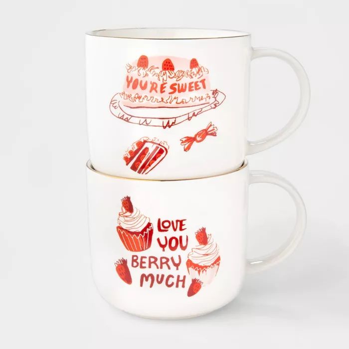 15oz 2pk Stoneware You're Sweet and Love You Berry Much Mugs - Opalhouse™ | Target