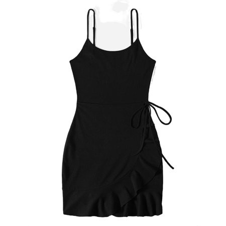 Casual Solid Spaghetti Strap Cami Dress Sleeveless Black (Women s Dresses) | Walmart (US)