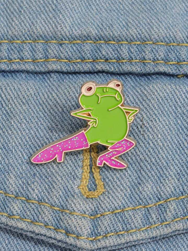1pc Funny Animal Shaped Brooch Badge Cartoon Frog Dancing Style Pin Badge, Unisex Everyday Access... | SHEIN