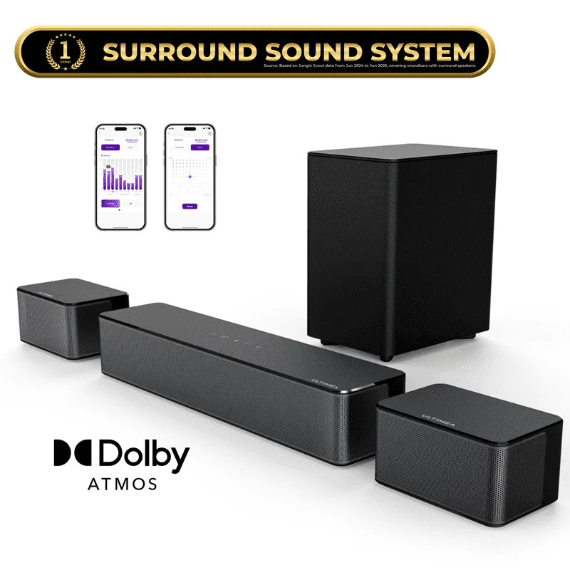 ULTIMEA 5.1 Dolby Atmos Sound Bar, 450W Peak Power, Surround Sound System for TV, Wireless Subwoo... | Walmart (US)