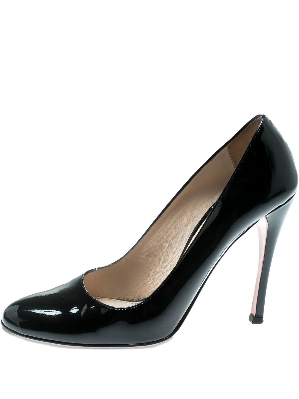 Prada Pre-Owned 110mm patent leather round toe pumps - Black | Farfetch Global