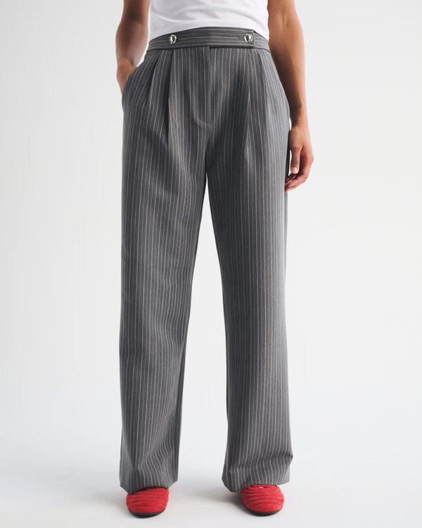 Curve Love A&F Sloane Tailored Wide Leg Pant | Abercrombie & Fitch (US)