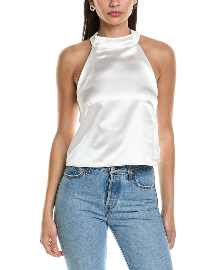 REVERIEE Halter Satin Top | Shop Simon
