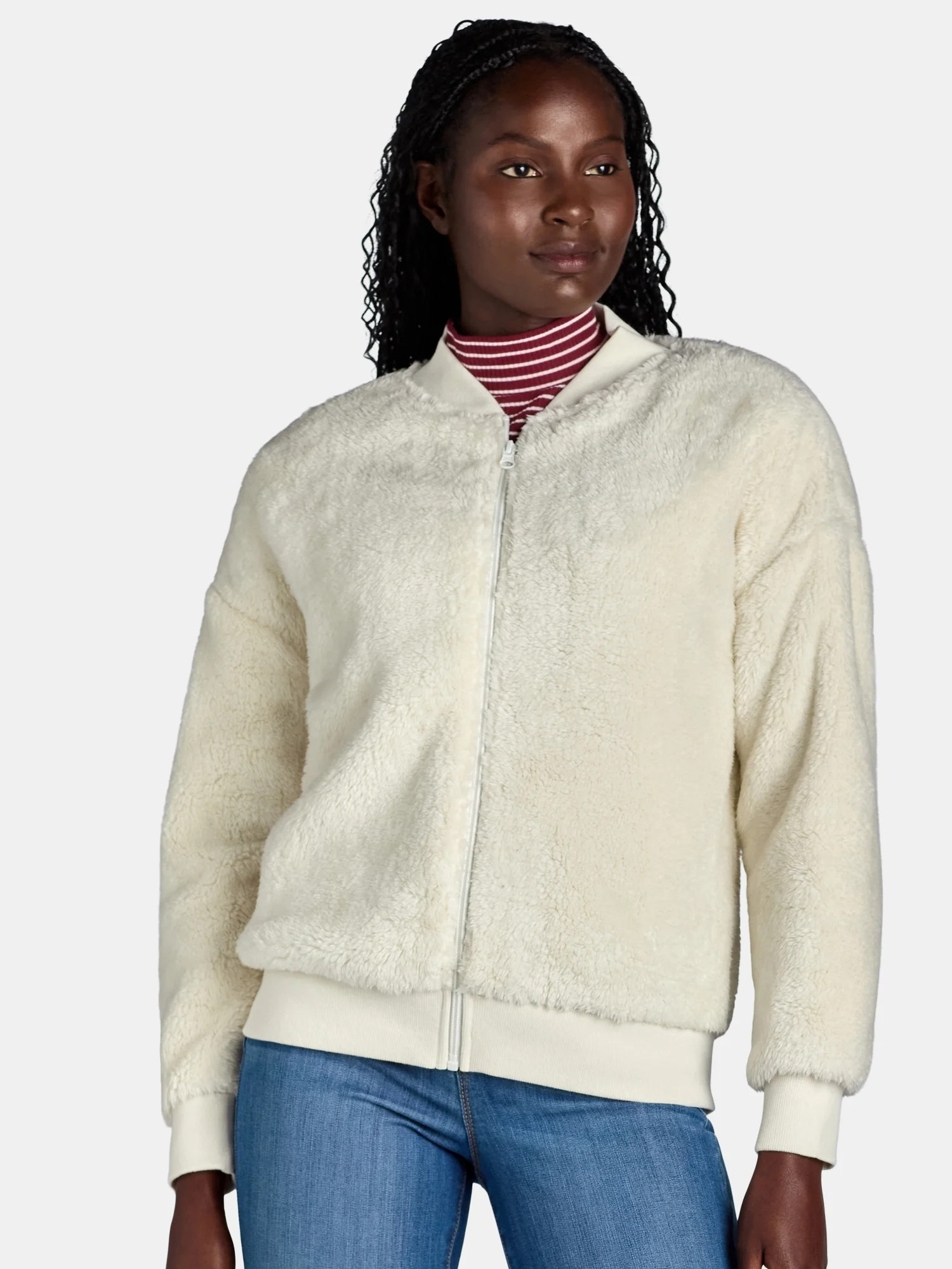 Time and Tru Women's Fleece Bomber Jacket, Midweight, Sizes XS-XXXL | Walmart (US)