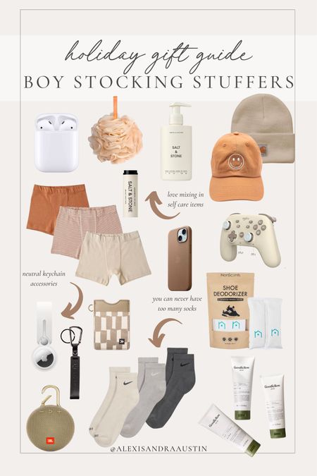 Stocking stuffer gift guide for the boys! Love these neutral finds for the boys in your life of all ages to sneak into their stockings

Holiday gift guide, stocking stuffers, for the boys, neutral gifting, hat finds, boys self care, keychain accessories, controller finds, found it on Amazon, gift guide, cozy Christmas vibes, neutral aesthetic, Nike, Carhartt, Target Christmas style, shop the look!