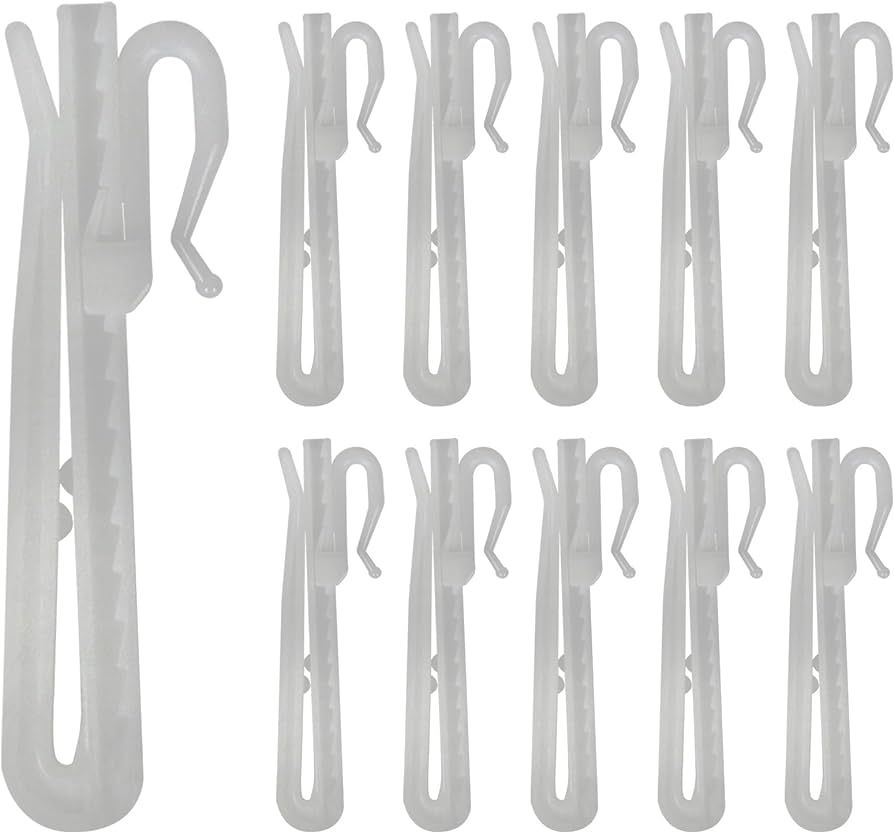 80PCS Plastic Curtain Hooks, Adjustable Pinch Pleat Hooks, Ratchet System Pinch Pleat Curtain Hoo... | Amazon (US)