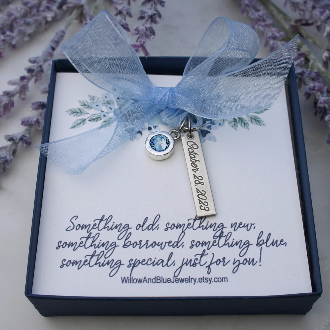 Engraved Bride Gift From Mom Friend, Something Blue for Bride, Something Blue Bouquet Charm, Brid... | Etsy (US)