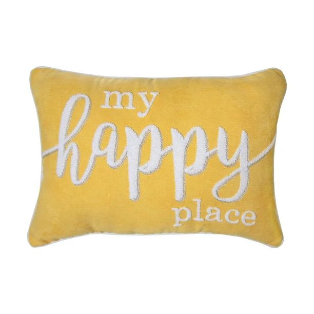 Better Homes & Gardens Decorative Throw Pillow, My Happy Place, Oblong, Yellow, 14" x 20", 1Pack ... | Walmart (US)