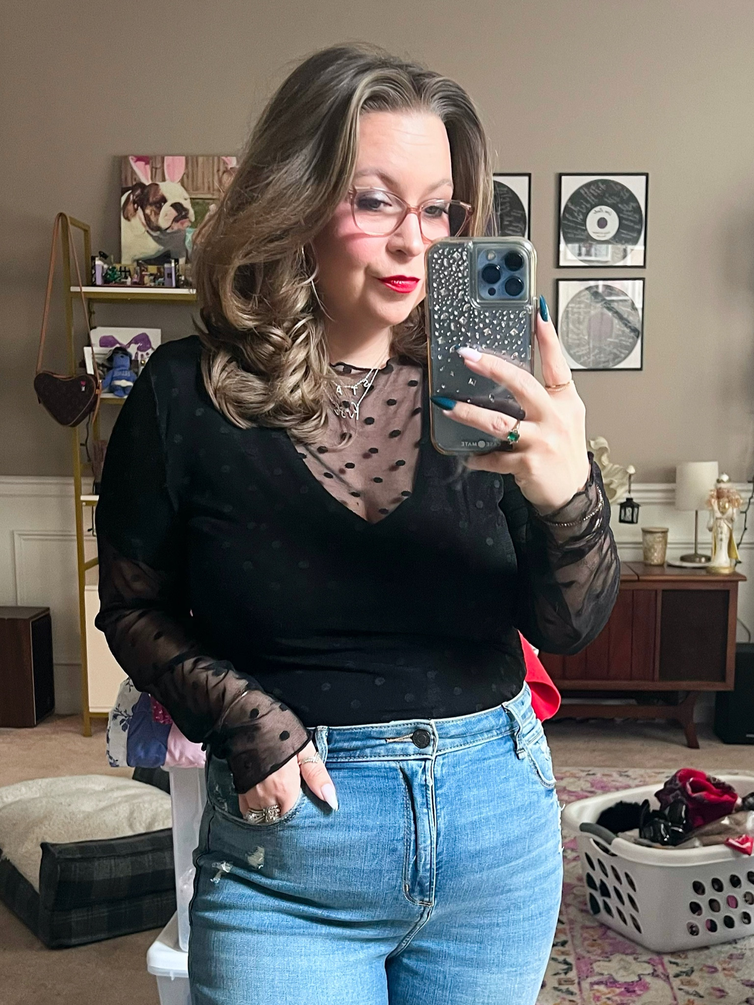 I’m so obsessed with this sheer black top! 

#LTKstyletip #LTKGiftGuide #LTKfindsunder50