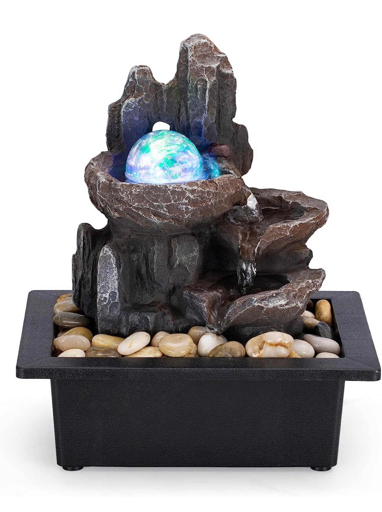 Tabletop Fountain Rotating Ball Rock Waterfall Fountain Office Tabletop Fountains for Home Office Decor Includes Many Natural River Rocks Decorated with Colorful Lights and Rolling Ball

#LTKFind #LTKhome #LTKunder50