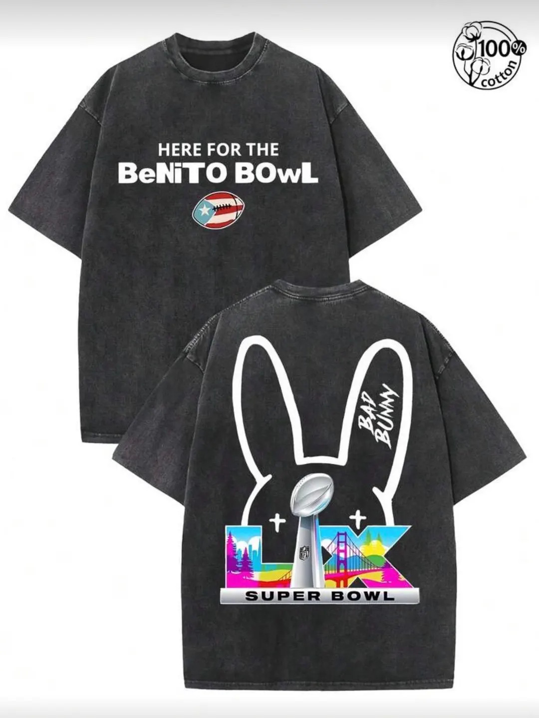 READ DESCRIPTION! Bad Bunny Super Bowl Tee | Vintage Wash, Puerto Rican Football - Etsy | Etsy (US)