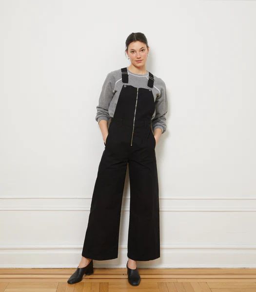 Madelyn Zip Front Overalls - Black | Loup