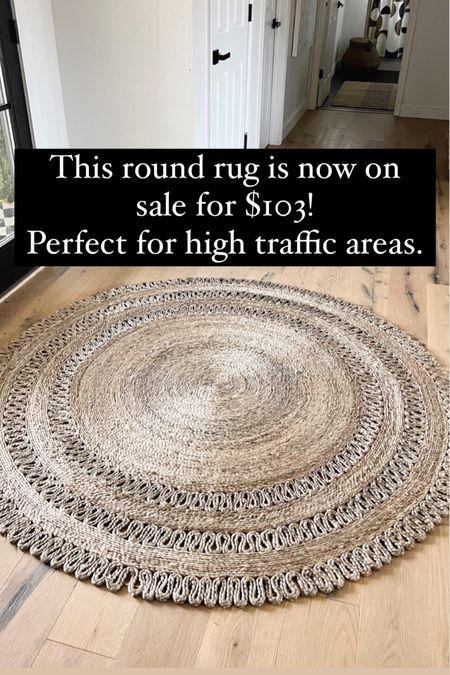 This 6’ round rug is on sale for $103! Perfect for high traffic areas! 

#LTKfamily #LTKhome #LTKsalealert