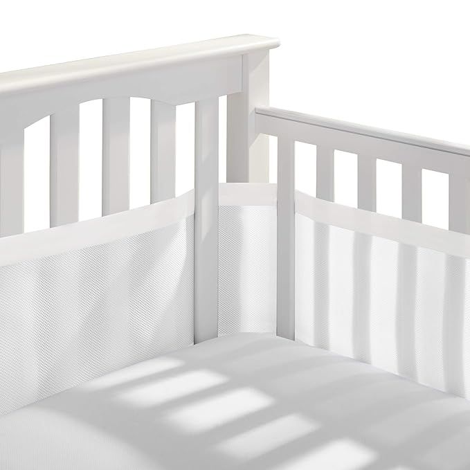 BreathableBaby Deluxe Breathable Mesh Crib Liner – White and Muslin Trim | Amazon (US)