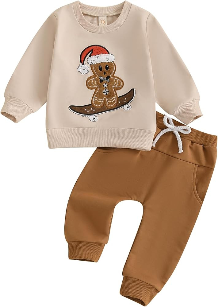 Madjtlqy Toddler Baby Boy Christmas Outfits Long Sleeve Pullover Sweatshirts Jogger Pants Xmas In... | Amazon (US)