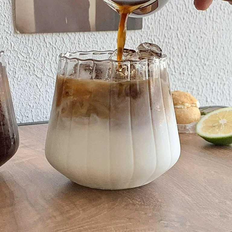 Vintage Drinking Glass,14.5 Oz Ripple Glass Cups,Iced Coffee Glasses,Wave Shape Beverage Glasses,... | Walmart (US)