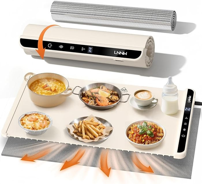 Food Warming Mat with Heat-Resistant Pad, 26X15 Inch, 6-Level Temp 6-Hour Timer, Child Lock Safet... | Amazon (US)