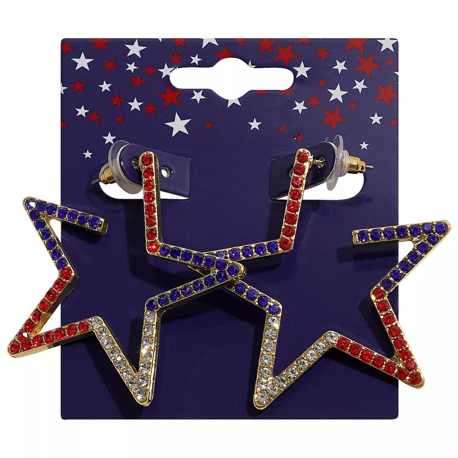 Gold Tone Red, White and Blue Star Hoop Earrings, Women's, None | Kohl's