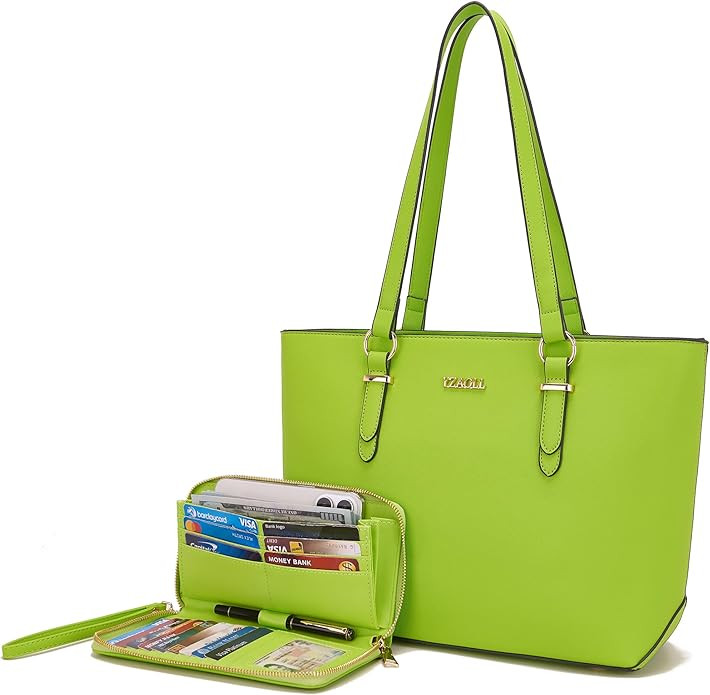 YZAOLL Purses for Women Faux Leather Medium Large Tote Satchel Shoulder Purse Handbag Wallet set | Amazon (US)