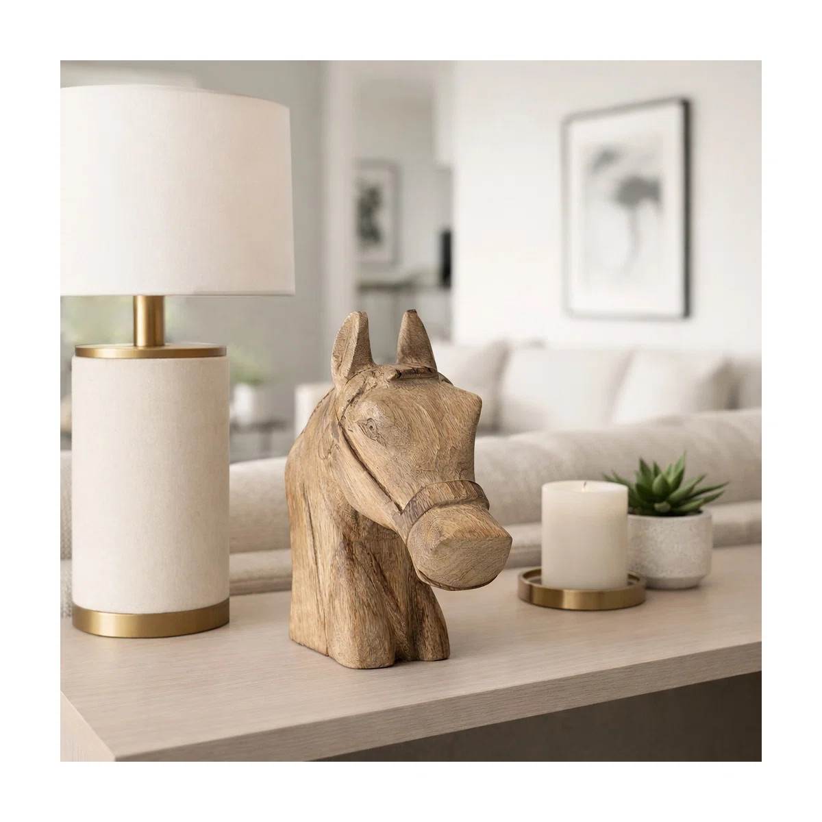 Pewamo 10" H Handcrafted Wood Horse Head Figurine | Wayfair North America