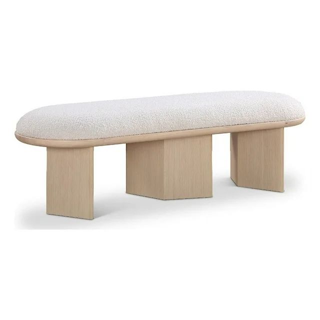 Meridian Furniture Wilshire Cream Boucle Fabric Bench | Walmart (US)