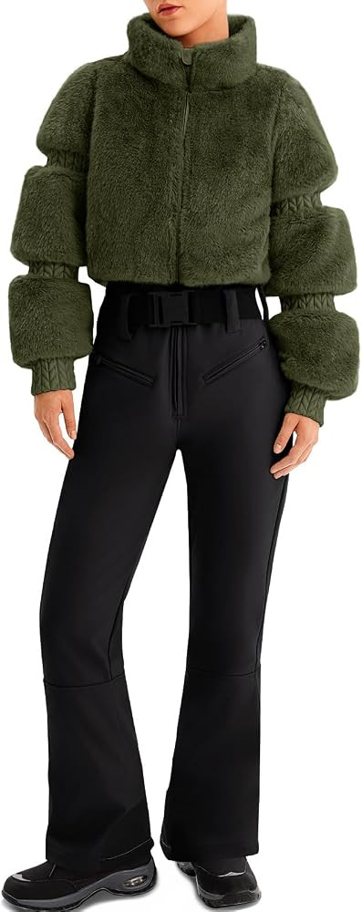 Yousify Womens Snow Suits One Piece Ski Suit Faux Fur Collar Jumpsuit Windproof Winter Warm Ski O... | Amazon (US)