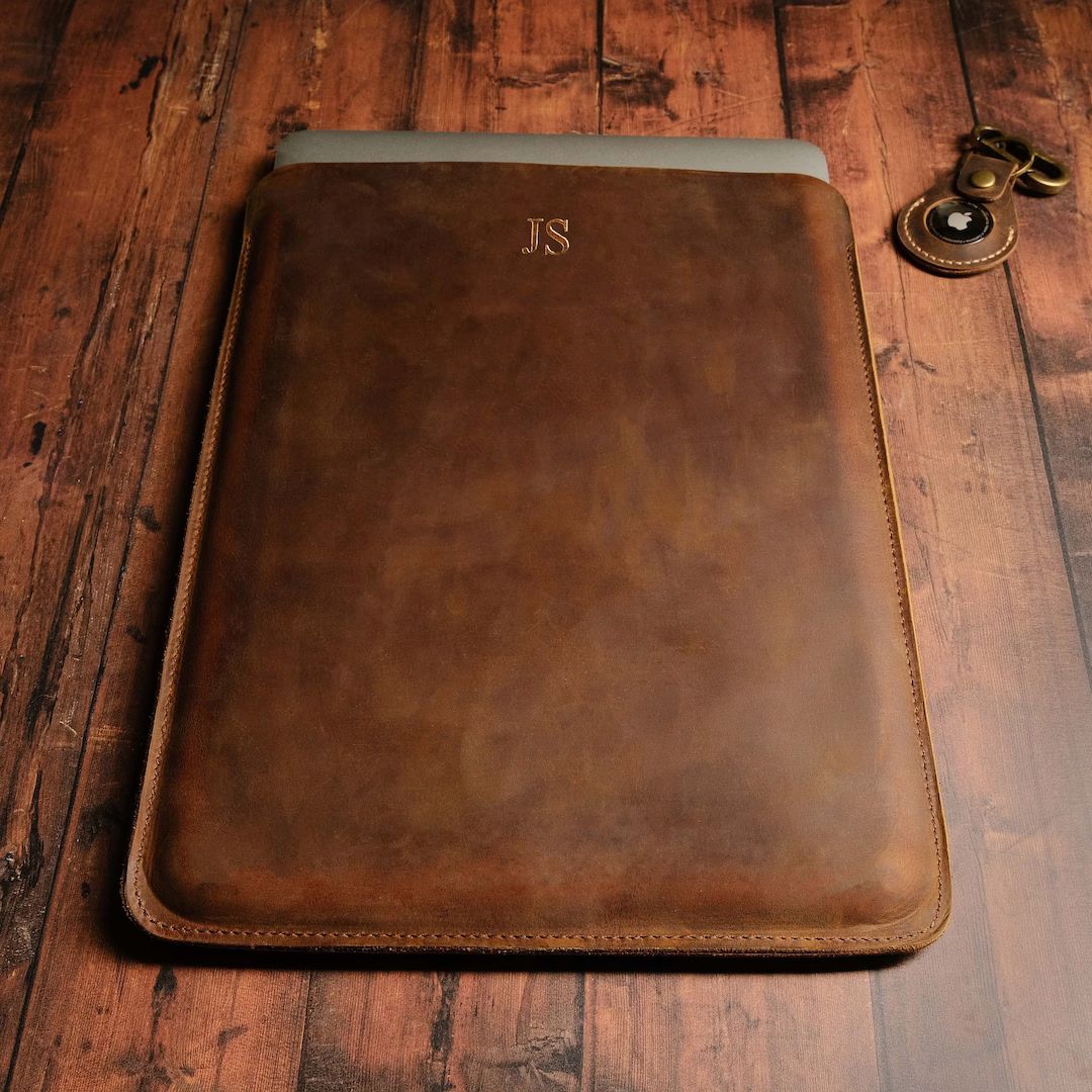 Personalised Leather MacBook Air and Pro Sleeve 13" 14" 16" /  Embossed Genuine Leather Mac Book ... | Etsy (UK)