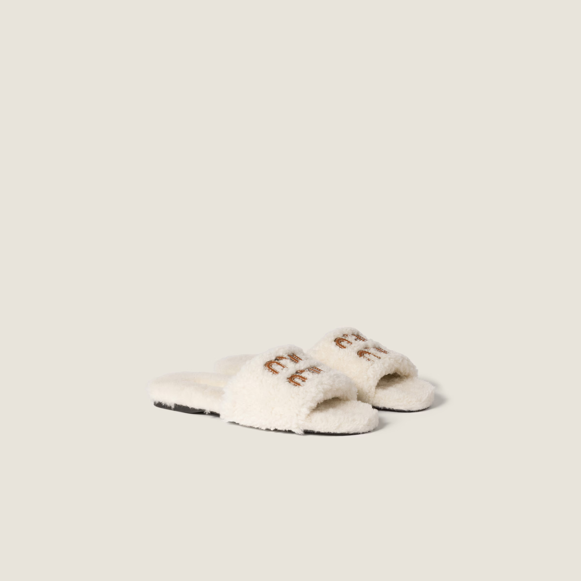 Natural Shearling Slides | Miu Miu | Miu Miu US