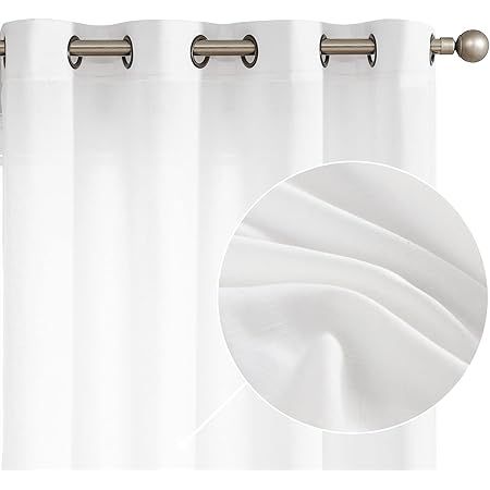 jinchan Linen Beige Curtains 90 Inches Long for Living Room Farmhouse Rod Pocket Back Tab Light F... | Amazon (US)