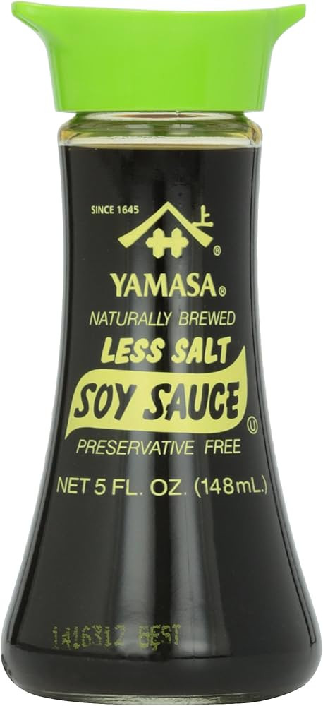 Yamasa Soy Sauce, Naturally Brewed Less Salt Low Sodium Preservative Free in Glass Dispenser, 5 f... | Amazon (US)