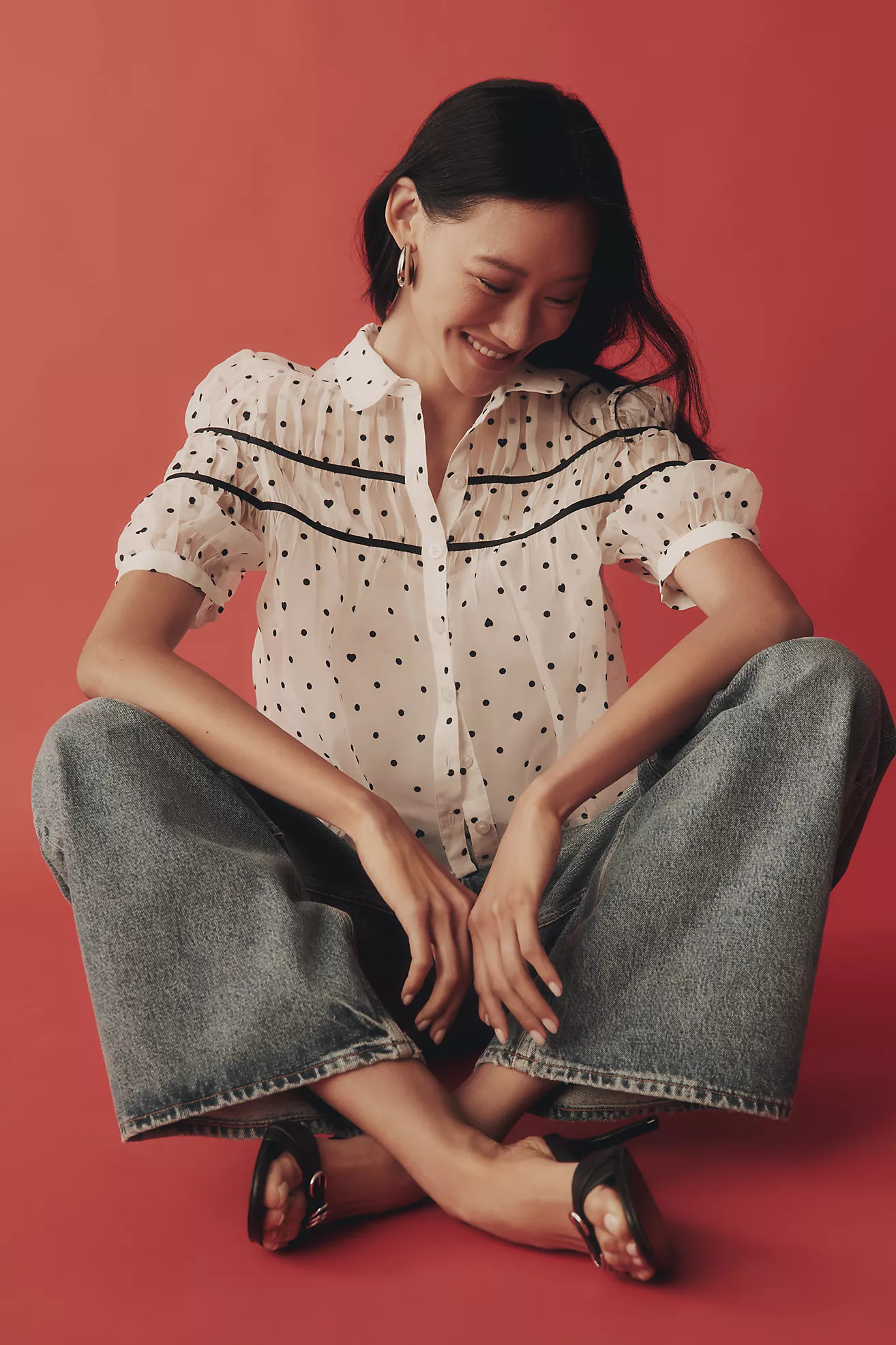 The Leandra Shirred Yoke Blouse by Maeve | Anthropologie (US)