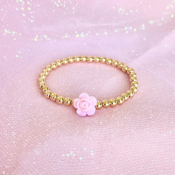 NEW! ‘Rosie Rose’ Stacking Bracelet | Floral Charm Bracelets | Custom Bracelets | Womens 5mm ... | Etsy (US)