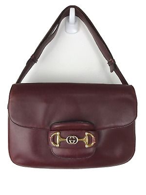 Gucci Burgundy Leather Vintage 1955 Horsebit Bag Gold Hardware Shoulder Bag 1980  | eBay | eBay US