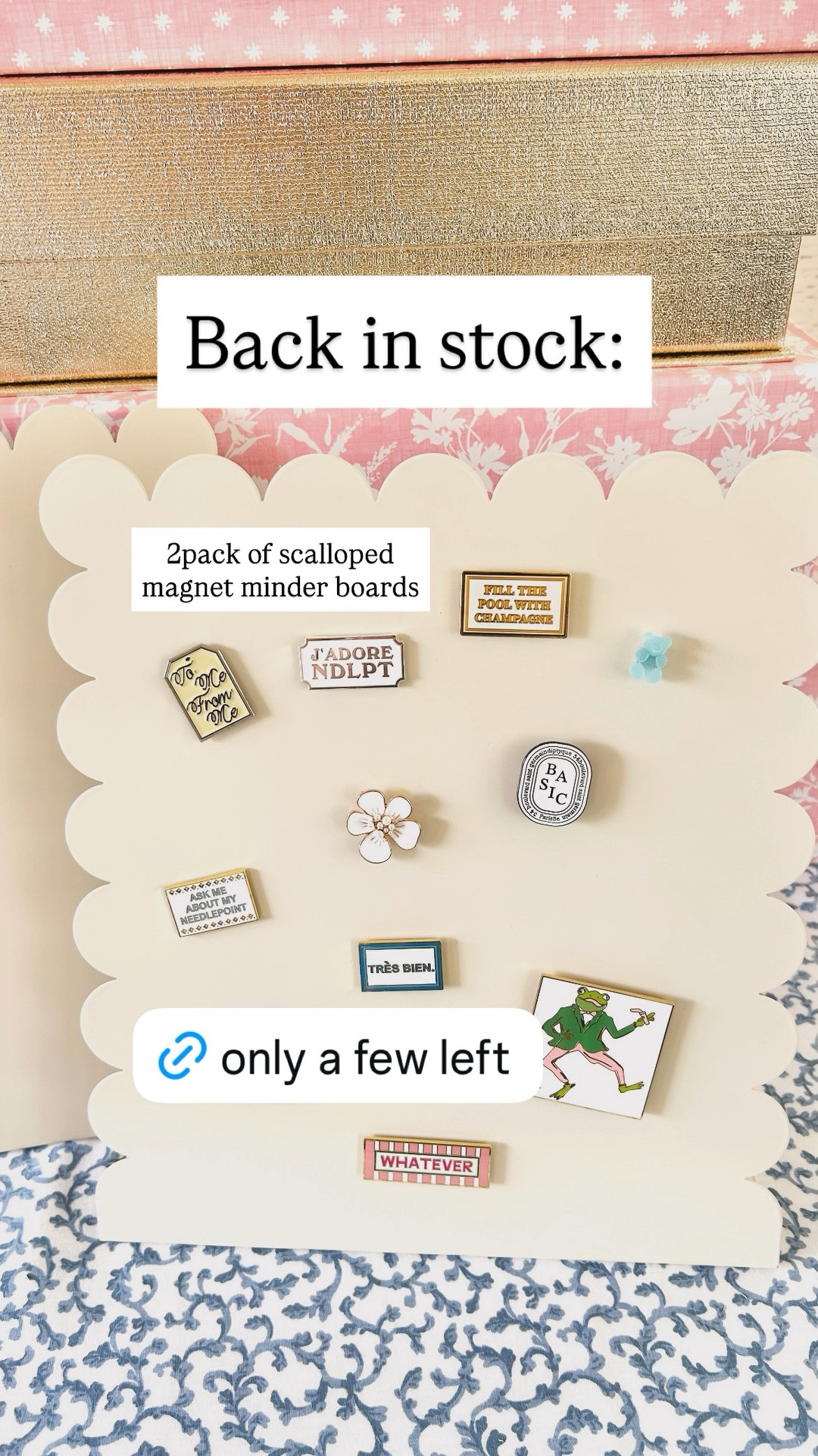 Back in stock:
2pack of scalloped needlepoint magnet minder boards on Amazon
So cute and such a steal- plus they're HUGE!

Love these to hold my ever growing needleminder collection. 



#LTKHome #LTKOver40