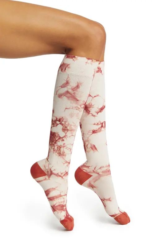 COMRAD Twist Dye Knee Highs in Ivory/Muted Rose at Nordstrom, Size Medium | Nordstrom