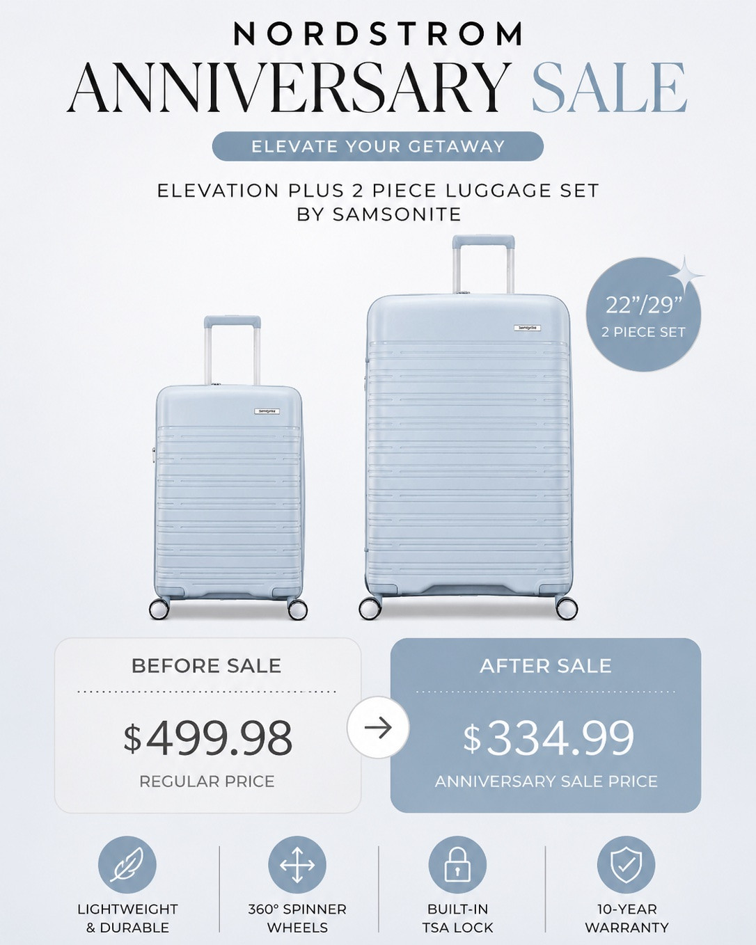 Elevation Plus (22"/29") 2 Piece Luggage Set

Luggage, nordstrom anniversary sale, bags, vacation

#LTKdayinmylife #LTKgrwm #LTKootd