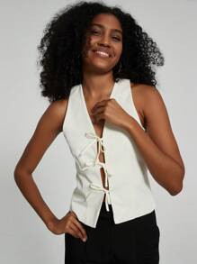 Women's Summer Solid Color V-Neck Casual Knotted Tank Top
          
              $8.52
        ... | SHEIN
