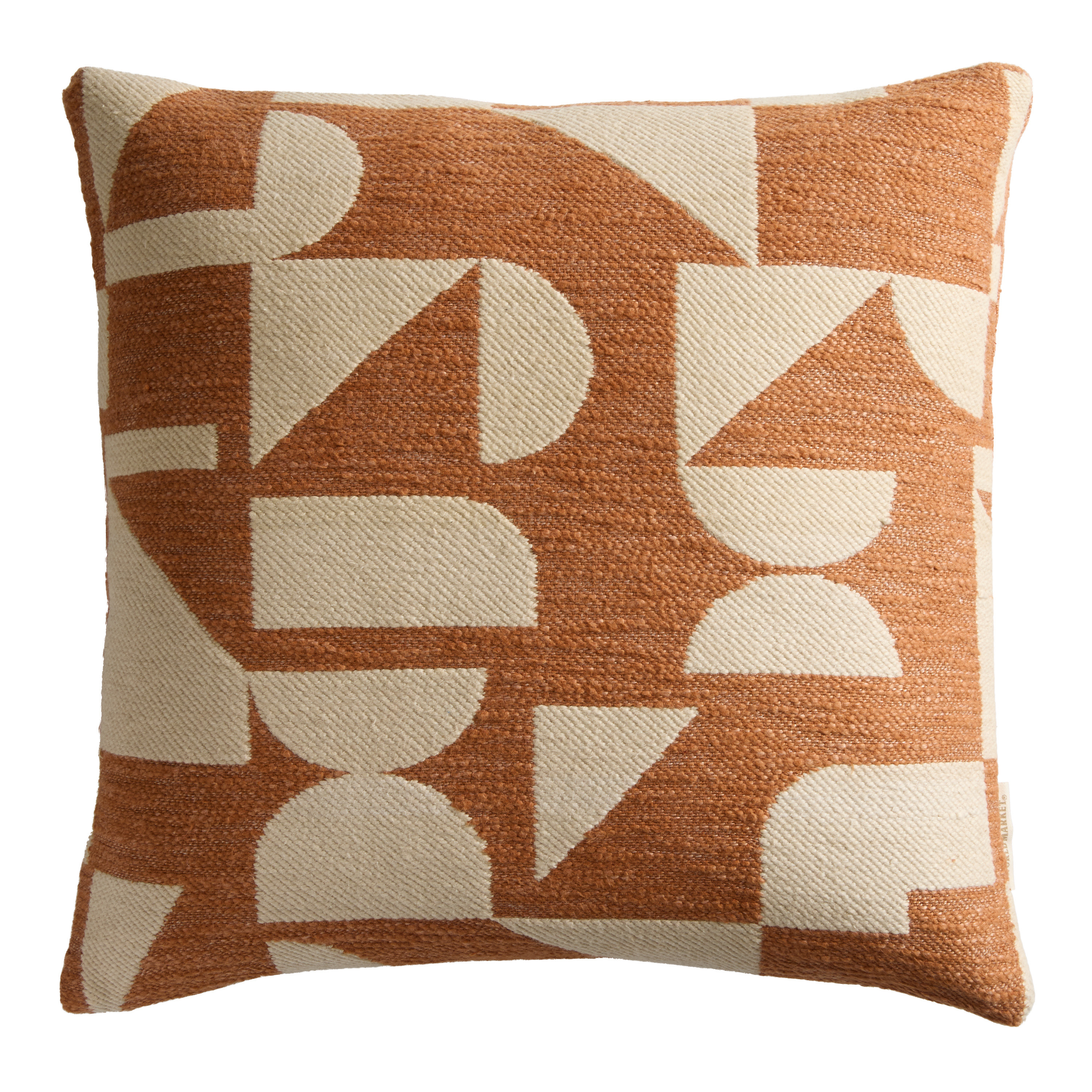 Brown and Ivory Jacquard Abstract Shapes Throw Pillow | World Market