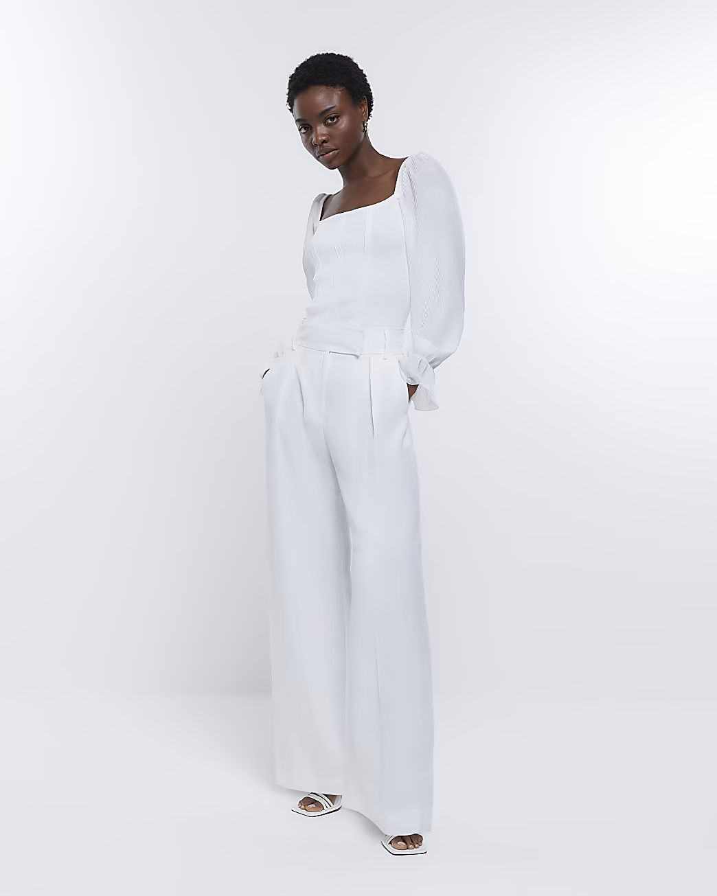 White wide leg trousers | River Island (UK & IE)