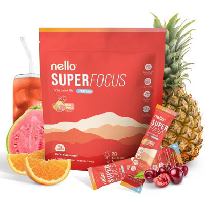 Nello Superfocus Nootropic Drink Mix Dietary Supplement Powder - Fruit Punch (Caffeinated) - 20ct | Target