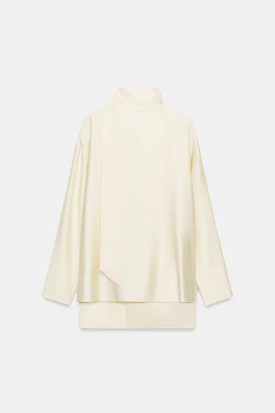 ZW COLLECTION SATIN SHIRT WITH TIE DETAIL | Zara UK