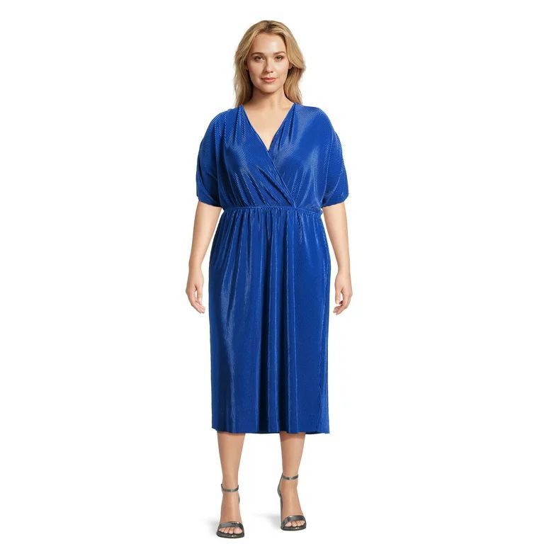 Nine.Eight Women's Plus Size Plisse Wrap Dress - Walmart.com | Walmart (US)