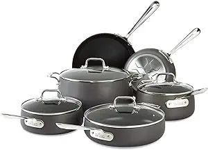 All-Clad HA1 Hard Anodized Nonstick Cookware Set 10 Piece Induction Pots and Pans Black | Amazon (US)