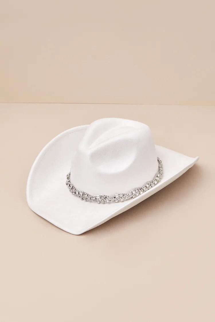 Western Perfection Ivory Rhinestone Cowboy Hat | Lulus