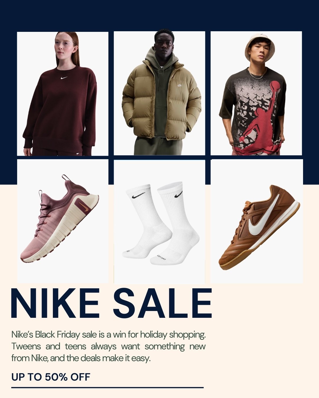 Nike Black Friday Sale
This is the perfect sale to shop for the tweens and teens on your holiday shopping list. While your there grab some new gym shoes on sale for yourself  

#LTKActive #LTKfitnessgoals #LTKCyberWeek