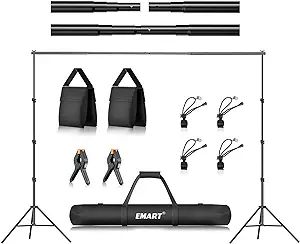 EMART 8.5 x 10 ft Photo Backdrop Stand, Adjustable Photography Muslin Background Support System S... | Amazon (US)
